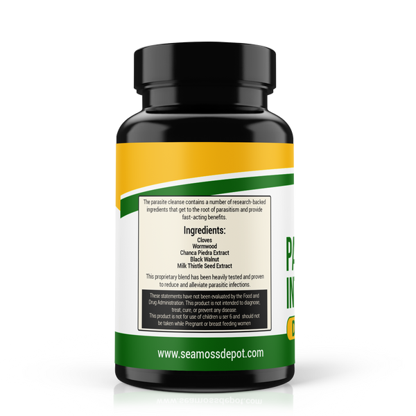 Herbal Botanical Cleanse Formula supplement bottle from Seamoss Depot, plant-based digestive wellness vitamins and supplements.