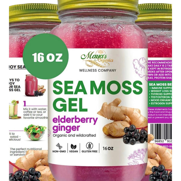 Purple Sea Moss supplement from Seamoss Depot featuring elderberry and burdock root for immunity, gut, skin, and heart health.
