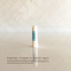 Peppermint and eucalyptus aroma nasal inhaler stick by Simply Stated Creations, used for aromatherapy and breath freshening.