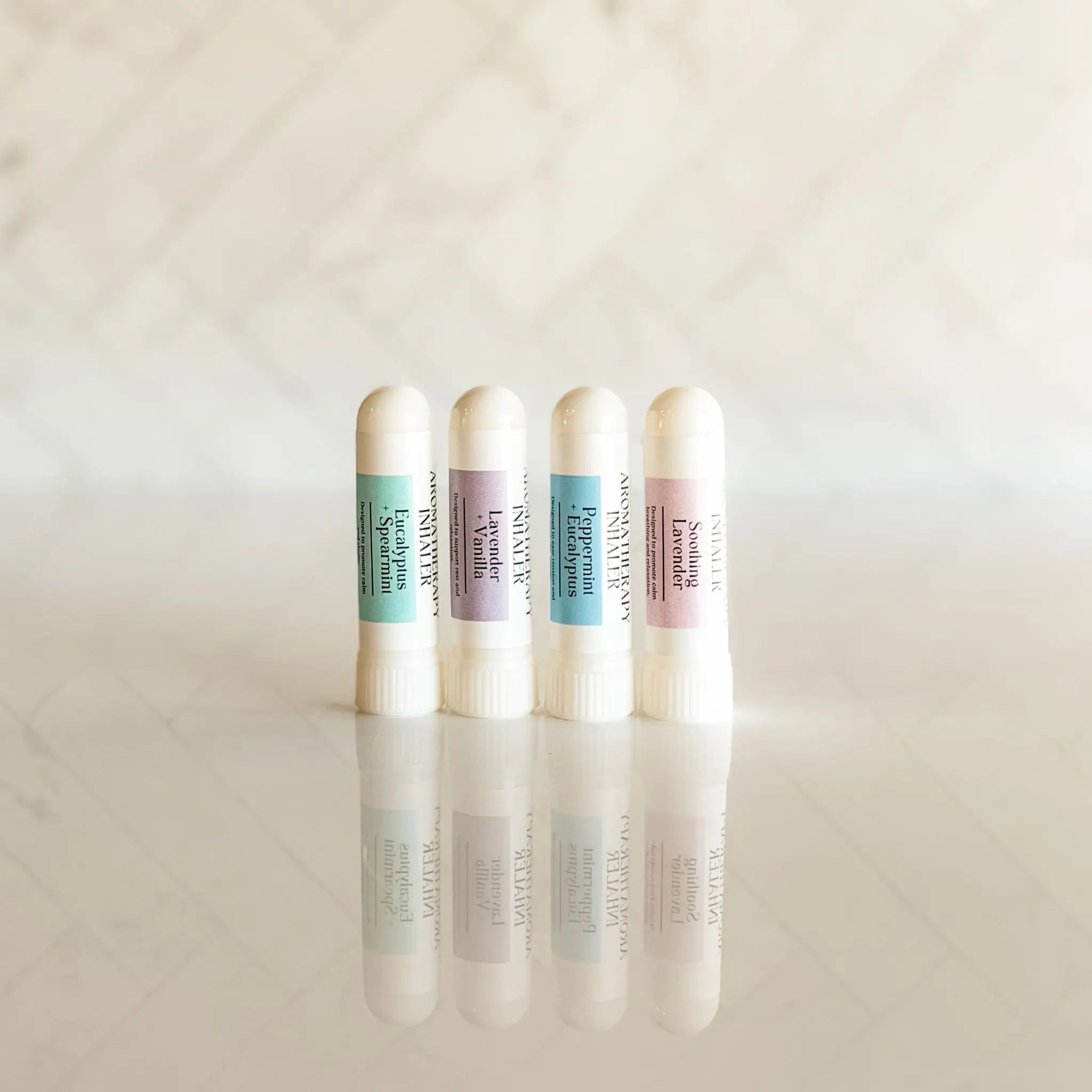 Peppermint and eucalyptus aroma nasal inhaler stick by Simply Stated Creations, used for aromatherapy and respiratory relief.