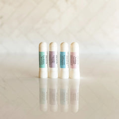 Peppermint and eucalyptus aroma nasal inhaler stick by Simply Stated Creations, used for aromatherapy and respiratory relief.