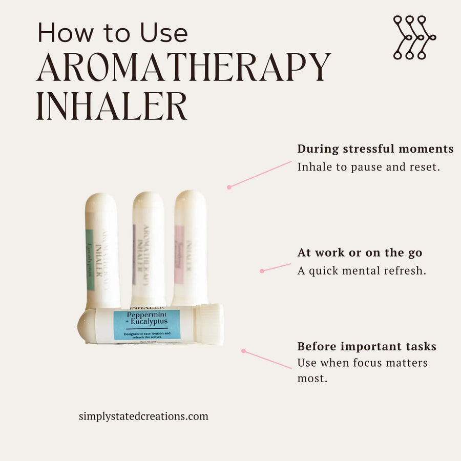 Peppermint and eucalyptus aroma nasal inhaler stick from Simply Stated Creations, an aromatherapy tool for refreshing scents.