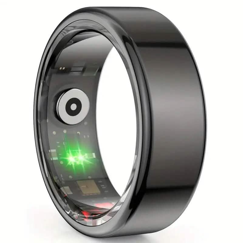 Silver smart ring from DailySale, a fitness and exercise accessory with digital display and sleek design.