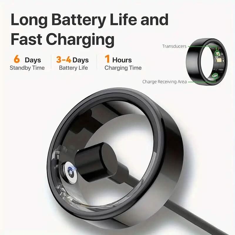 Silver Smart Ring Fitness Assistant by DailySale, sleek design for fitness tracking and activity monitoring.