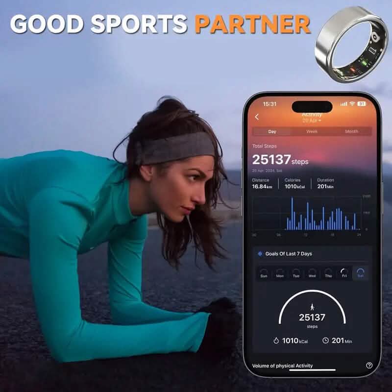 Silver smart ring from DailySale, designed as a fitness and exercise assistant with sleek, modern style.