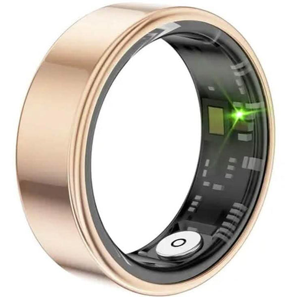 Gold Smart Ring Fitness Assistant by DailySale, showcasing its sleek design and fitness tracking features for exercise and health.