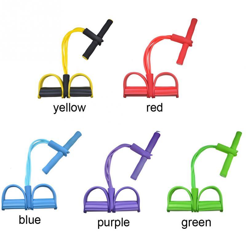 Green natural latex foot pedal elastic pull rope with handle for fitness and bodybuilding, part of Social Buzz eSIMs exercise equipment.
