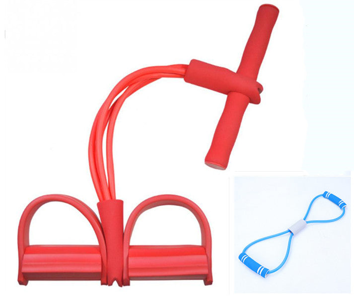 Green natural latex foot pedal elastic pull rope with handle for fitness, bodybuilding, and exercise training by Social Buzz eSIMs.