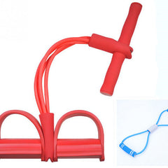 Green natural latex foot pedal elastic pull rope with handles for bodybuilding and fitness exercises