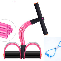 Green natural latex foot pedal elastic pull rope with handles for fitness, bodybuilding, and exercise training.