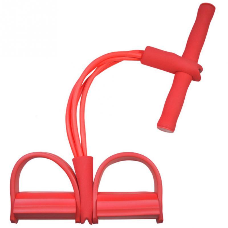 Green natural latex foot pedal elastic pull rope with handles for bodybuilding and fitness exercises