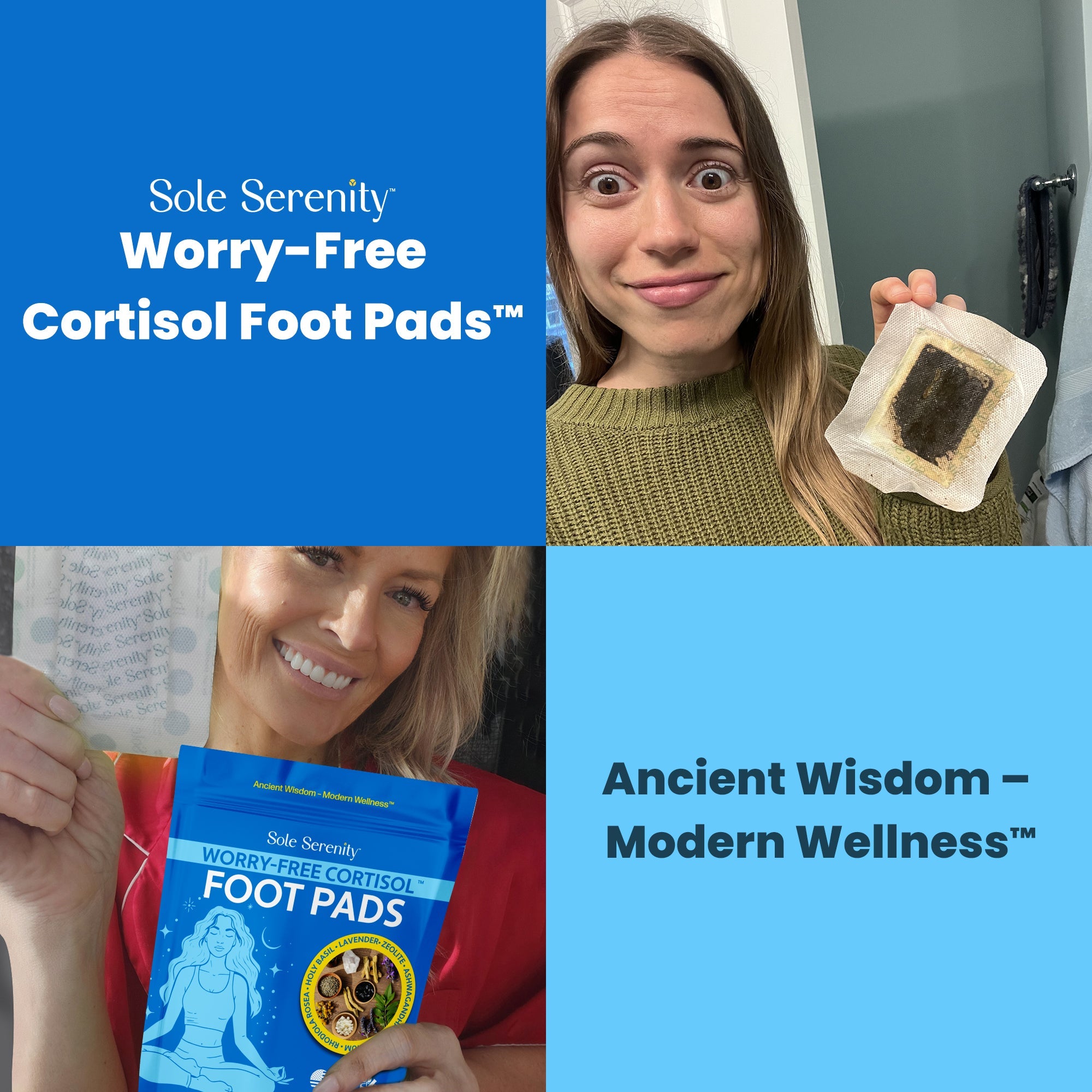 Lure Essentials cortisol detox foot pads on soles, designed for stress relief and detoxification using natural and modern ingredients.