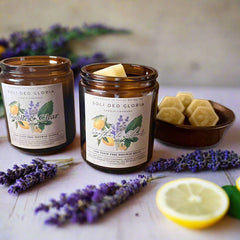 Soli Deo Gloria Candle Company Soothe & Clear sinus relief candle with organic essential oils in amber 7.2oz for freshness and relaxation