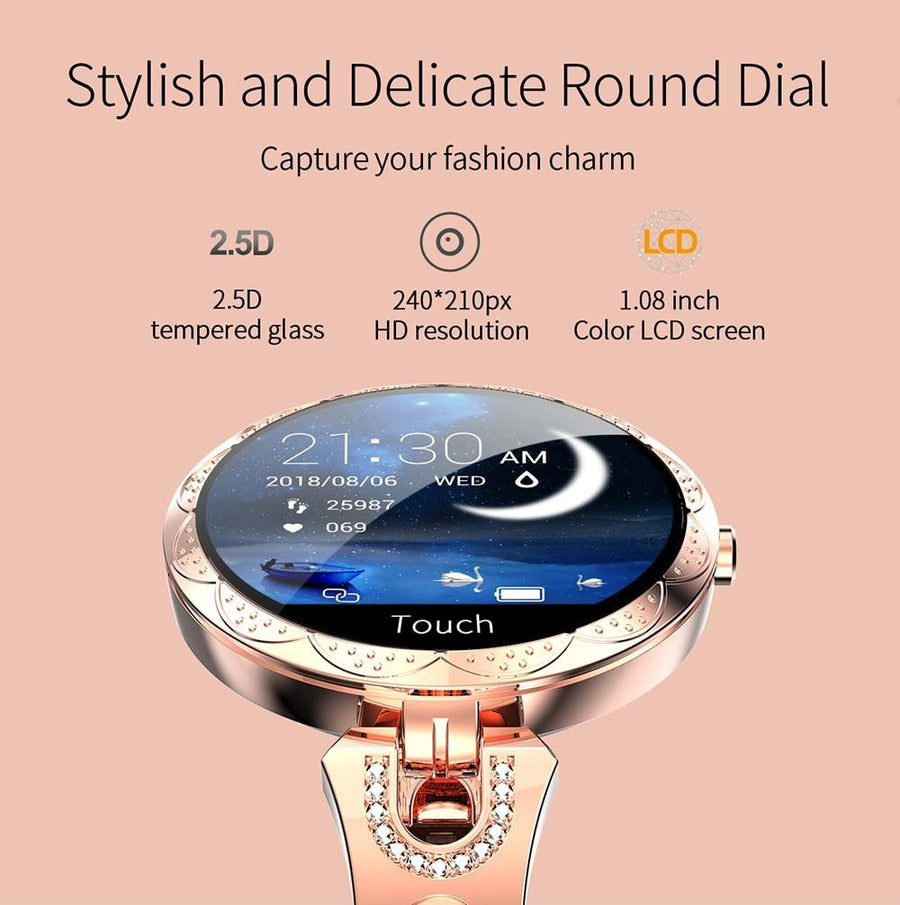 Stevvex women's waterproof fashion smartwatch with heart rate monitor, fitness tracking, and stylish blue design.
