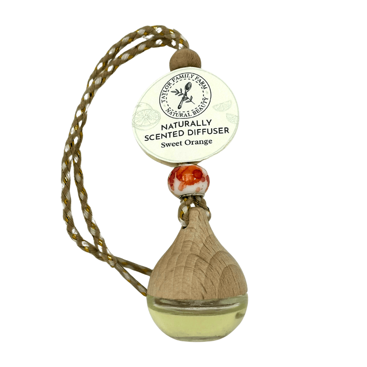 Taylor Family Farm eucalyptus mint aromatherapy car diffuser showing the diffuser and natural essential oil blend in a vehicle.