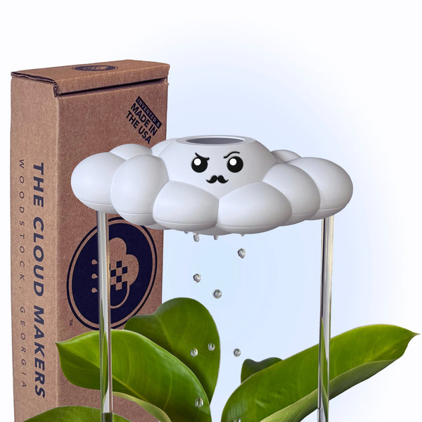 Carl the Cloud house plant accessory by The Cloud Makers, soft plush cloud figurine for decorative plant adornment.