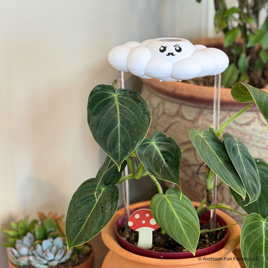 Carl the Cloud house plant accessory by The Cloud Makers, soft cloud shape perfect for decorating indoor plants.