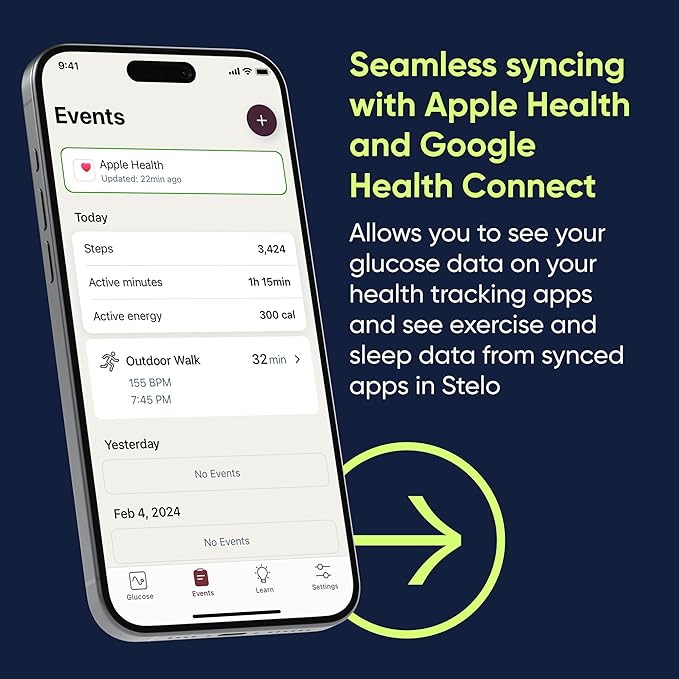 Dexcom Stelo continuous glucose monitor biosensors in a 2-pack, Bluetooth-enabled, designed for 15-day use, for diabetes management.