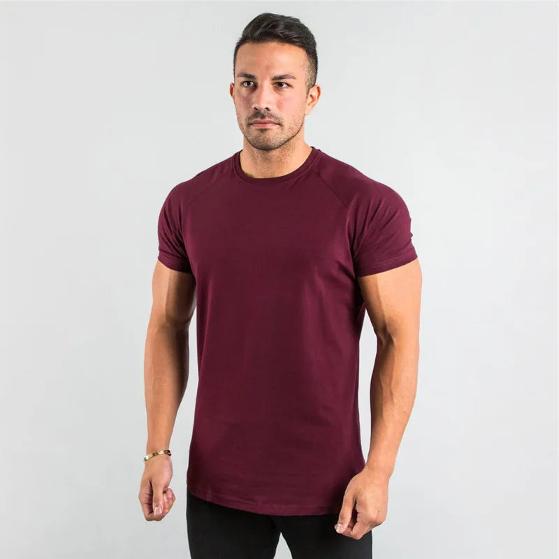 Blue cotton men's plain top T-shirt by THRIXINE, designed for fitness and casual wear, shown in XXL size.