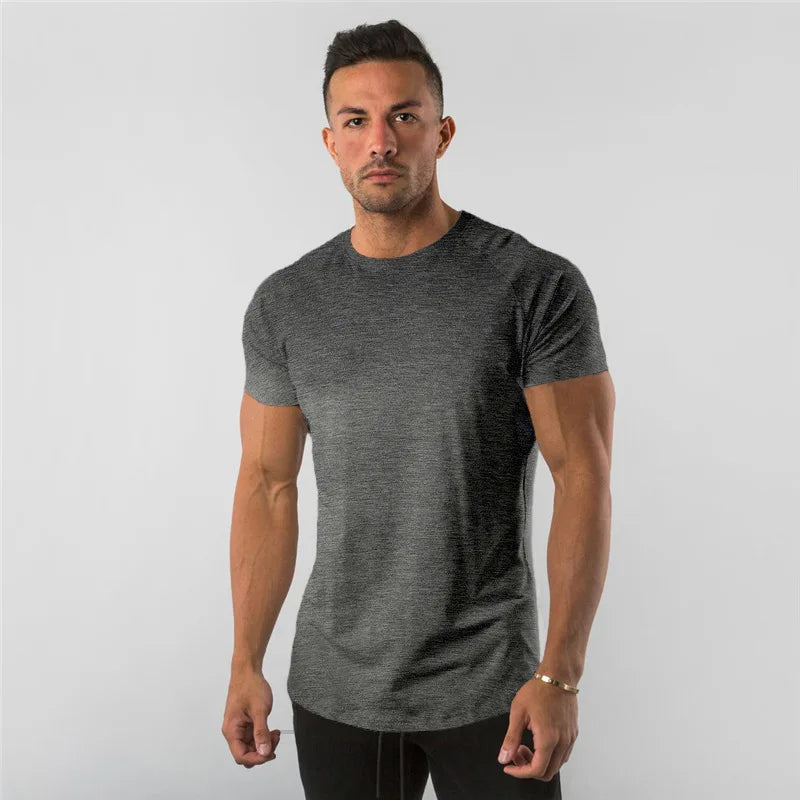 Blue cotton plain men's top by THRIXINE, casual fitness tee, short-sleeve crewneck for activewear and everyday wear.
