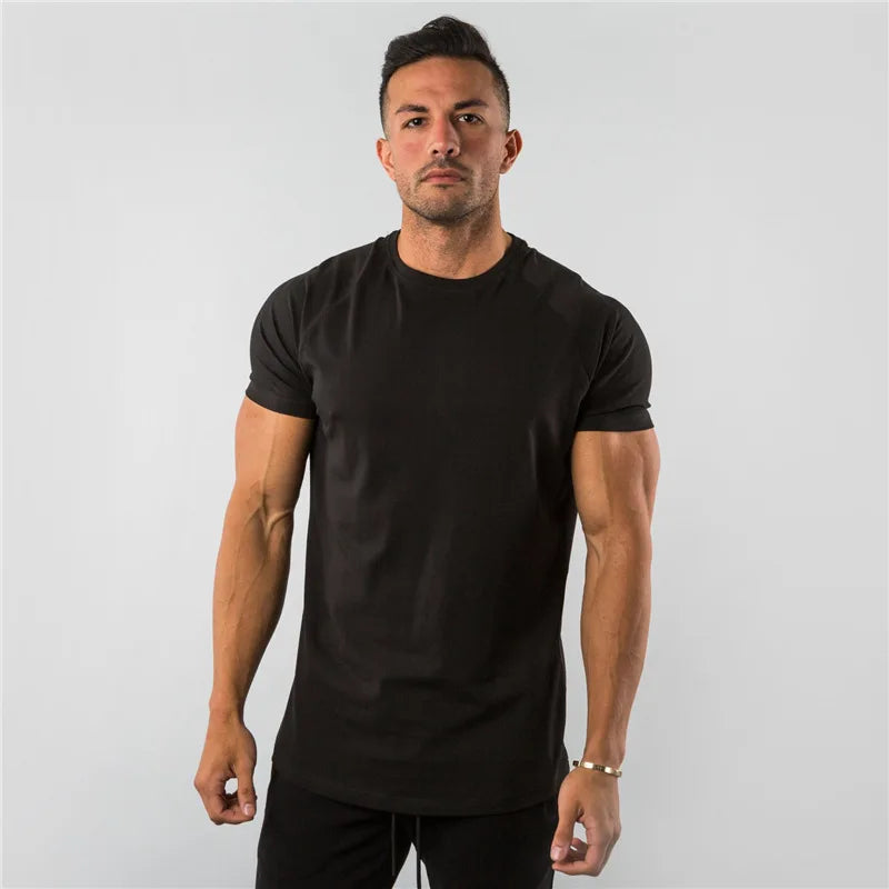 Blue Thrixine men's cotton plain tops tee, breathable fitness shirt, XXL size, casual and athletic men's top.