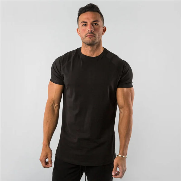 Blue Thrixine men's cotton plain tops tee, breathable fitness shirt, XXL size, casual and athletic men's top.