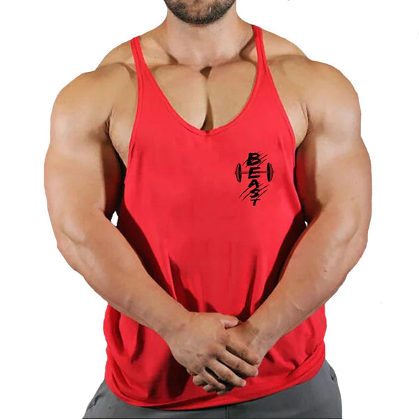 Men's THRIXINE muscle gym tank top, running vest with sleeveless design, ideal for workout and active fitness.