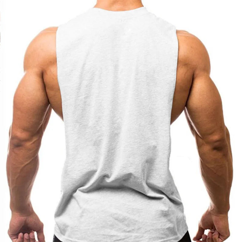 Black Thrixine muscle guys low cut fitness tank top for men, sleeveless athletic shirt showcasing a muscular physique.