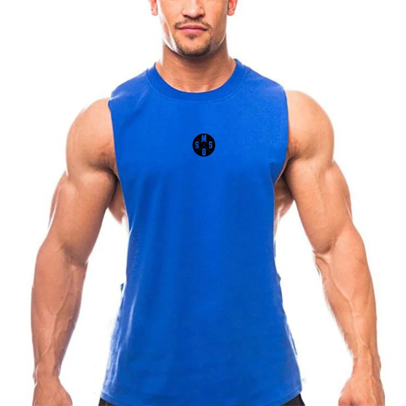 Black Thrixine muscle guys low cut fitness tank top for men, sleeveless and fitted, designed for workouts and athletic wear.