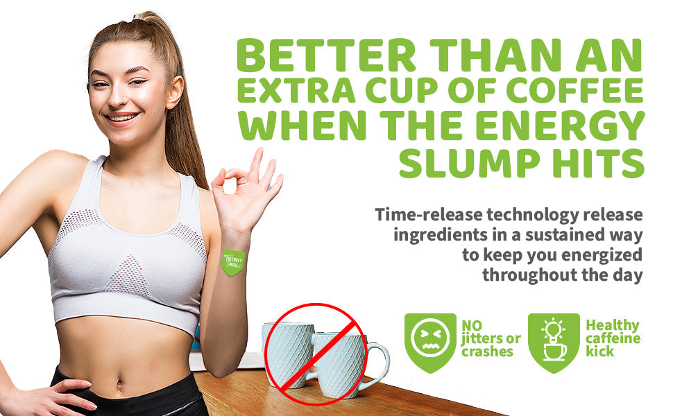 Friendly Patch Co Boost Energy patches with caffeine, guarana, and green tea for sustained energy; 28-pack wearable supplement