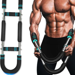 Black and blue multi-functional adjustable arm strength device for chest muscle training and fitness by V.I.P Digital Presence.