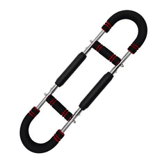 Black and blue multi-functional adjustable arm strength device for chest and muscle training, designed for fitness and strength building.