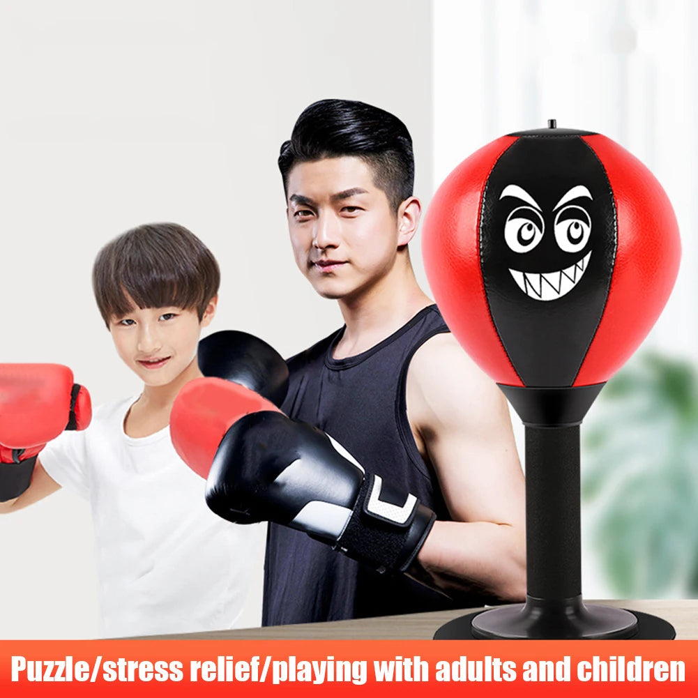 V.I.P Digital Presence black stress relief punching speed ball with suction cup base and spring foam, ideal for fitness and training.