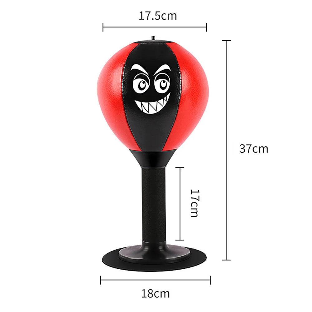 Black foam stress relief punching speed ball with suction cup base, designed for fitness and easy installation by V.I.P Digital Presence.