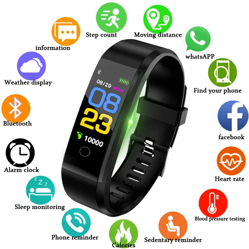 Black V.I.P Digital Presence smartwatch with heart rate, blood pressure monitor, fitness tracker, and sport watch features for men and women.