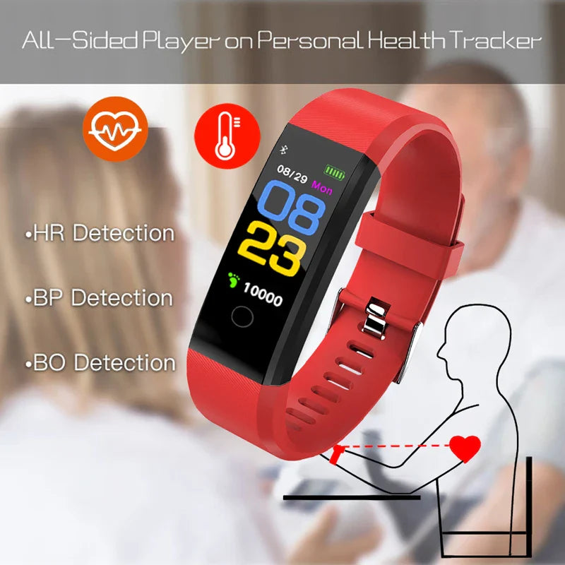 Black V.I.P Digital Presence smartwatch for men and women with heart rate, blood pressure monitor, fitness tracker, and sport features.