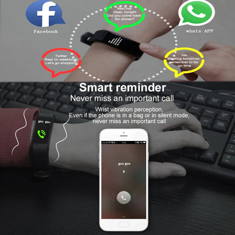 Black V.I.P Digital Presence smartwatch with heart rate monitor, blood pressure tracker, fitness features, for men and women.