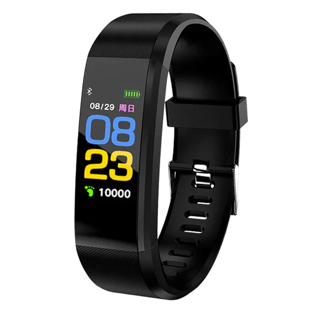 Black V.I.P Digital Presence smartwatch displaying heart rate and blood pressure monitor for men and women, fitness tracker, sport watch.