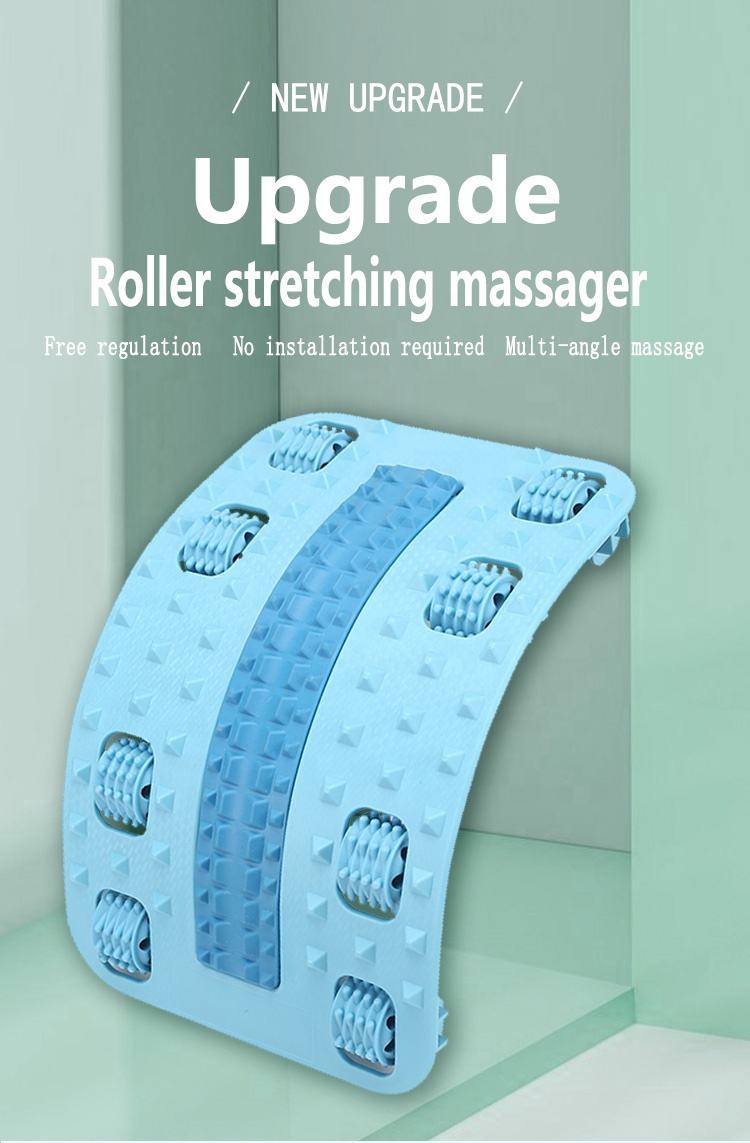 Blue Magic Back Stretcher from V.I.P Digital Presence, adjustable lumbar support and massage tool for fitness and wellness.