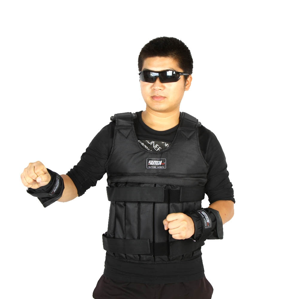 V.I.P Digital Presence SUTEN weighted vest for boxing training, adjustable 20kg/50kg fitness vest with sand-filled pockets