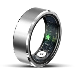 Silver Xiaomi Smart Ring for men and women, waterproof fitness tracker with heart rate, blood oxygen, and sleep monitoring.