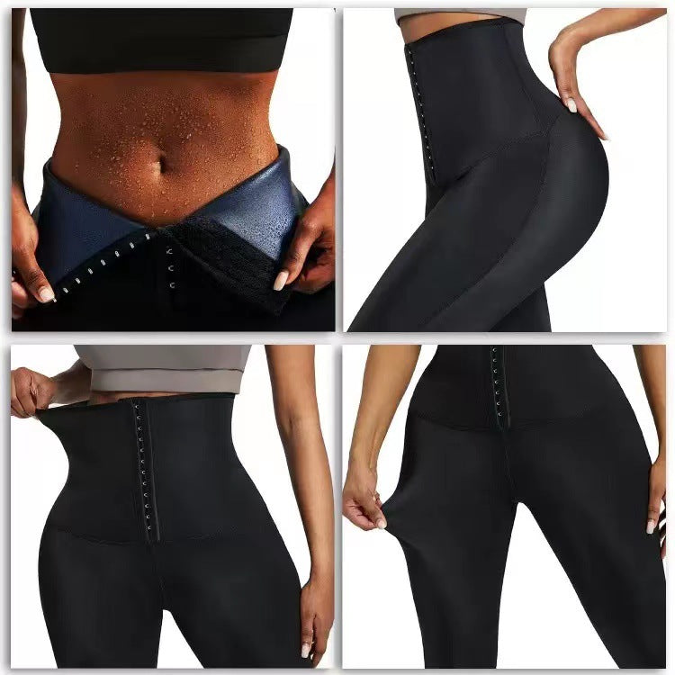 European and American breasted abdominal compression sweatpants by V.I.P Digital Presence, cropped waist-cinching yoga pants in silver.
