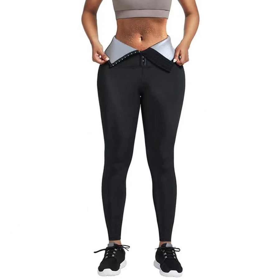 European and American breasted abdominal compression sweatpants by V.I.P Digital Presence, cropped yoga pants with waist cinching design.