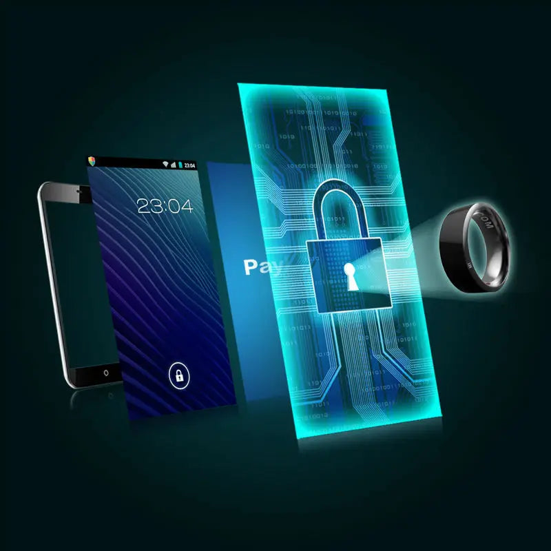 V.I.P Digital Presence R3 Smart Ring, a sleek fitness tracker and sleep monitor worn on the finger, similar to a smart wristband.