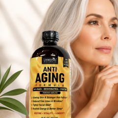 VeggieVerve Anti-Aging Formula with NAD in a 16 fl oz bottle, featuring a clean label and natural ingredients for youthful skin.