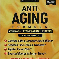 VeggieVerve Anti-Aging Formula with NAD in a 16 fl oz bottle, showing the supplement container with label details.