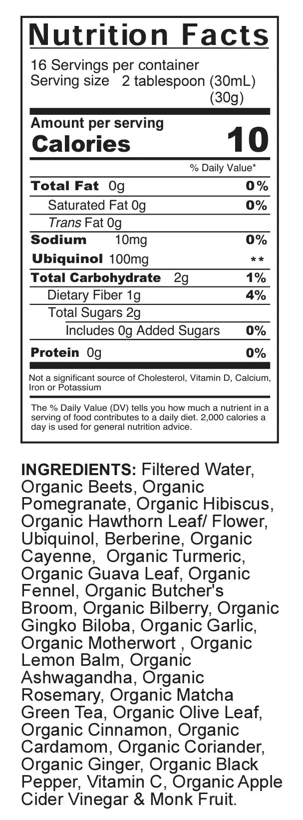 Organic Heart & Circulation Formula by VeggieVerve in 16 fl oz bottle, supporting cardiovascular health with natural ingredients.