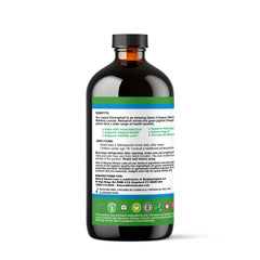 Organic liquid chlorophyll from VeggieVerve with alfalfa and white mulberry, a botanical detox supplement in a 16 fl oz bottle.