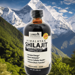 Liquid Himalayan Shilajit herbal supplement by VeggieVerve in a 16 fl oz bottle, showcasing the dark, resin-like extract.