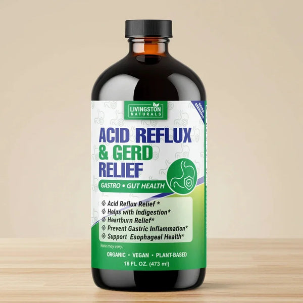 Organic Herbal Supplement by VeggieVerve with heartburn relief and digestive support, featuring a 16 fl oz bottle of extra strength blend.